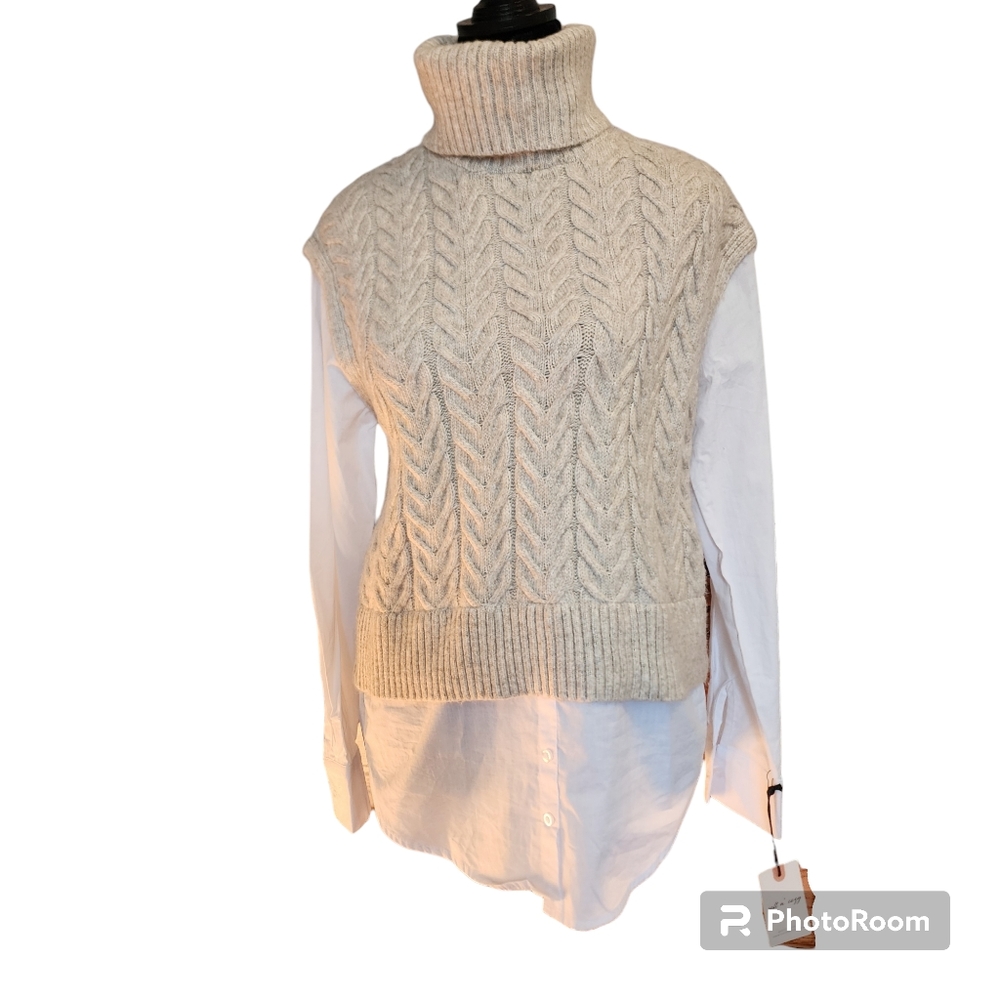 Sincerely Jules Small Preppy Sweater Vest With White Under Button Up Long